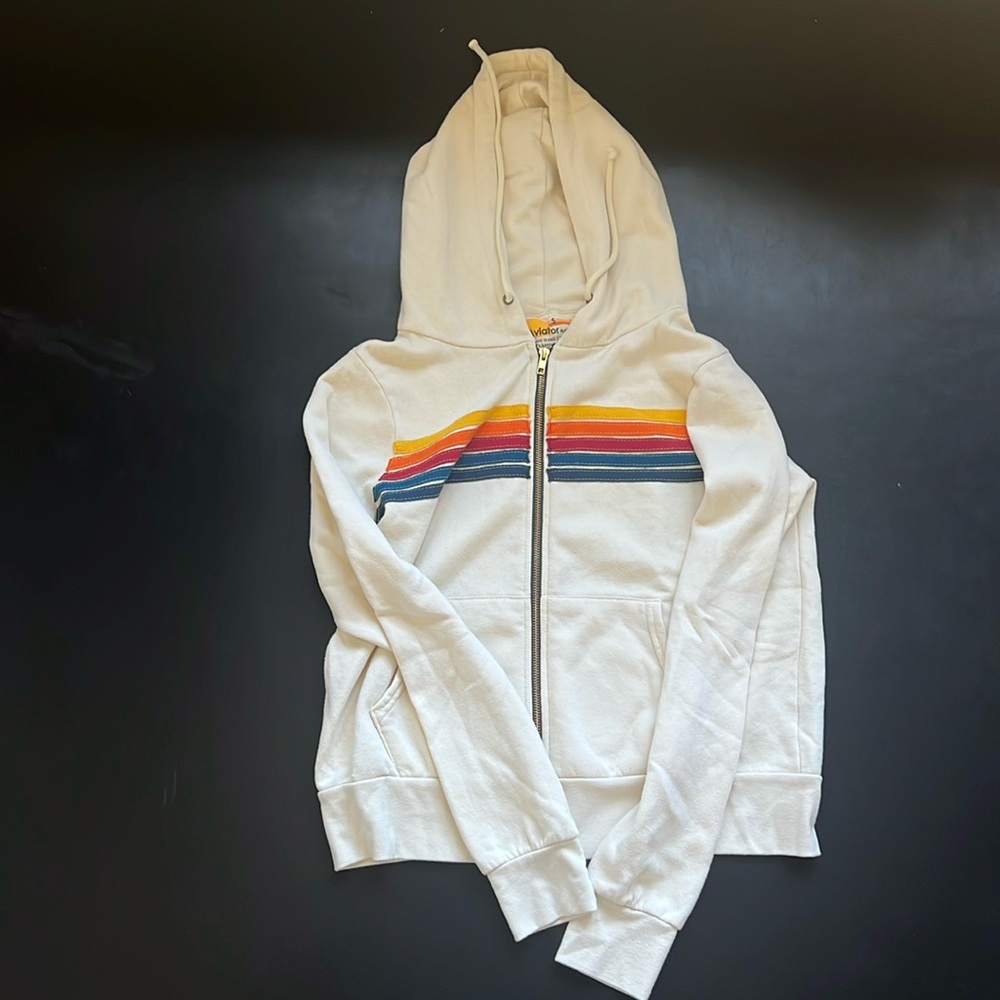 Aviator Nation 5 stripe cream/winter white hoodie
Like New
